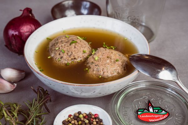 Leberknödelsuppe hausgemacht im Glas