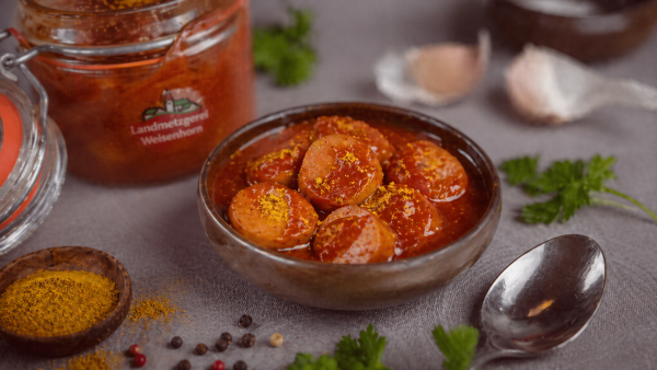 Currywurst hausgemacht im Schraubglas
